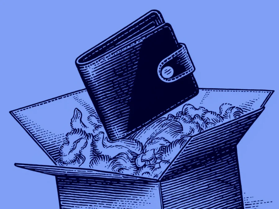 new, out-of-the-box wallet representing creating a new crypto wallet